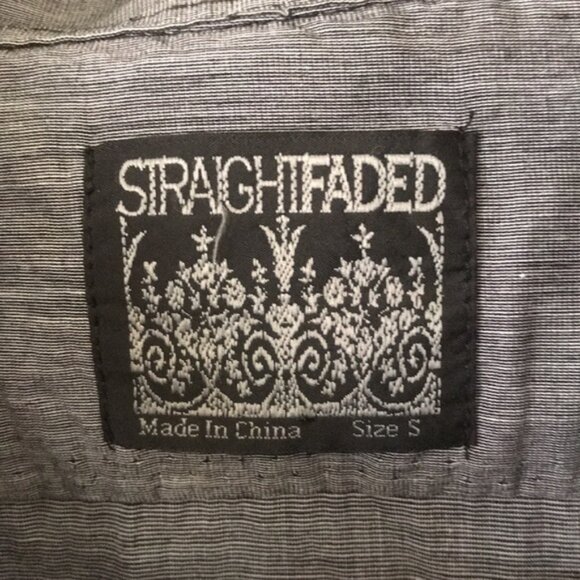 Straight Faded mens casual wester style button down shirt in grey size S - Picture 3 of 4